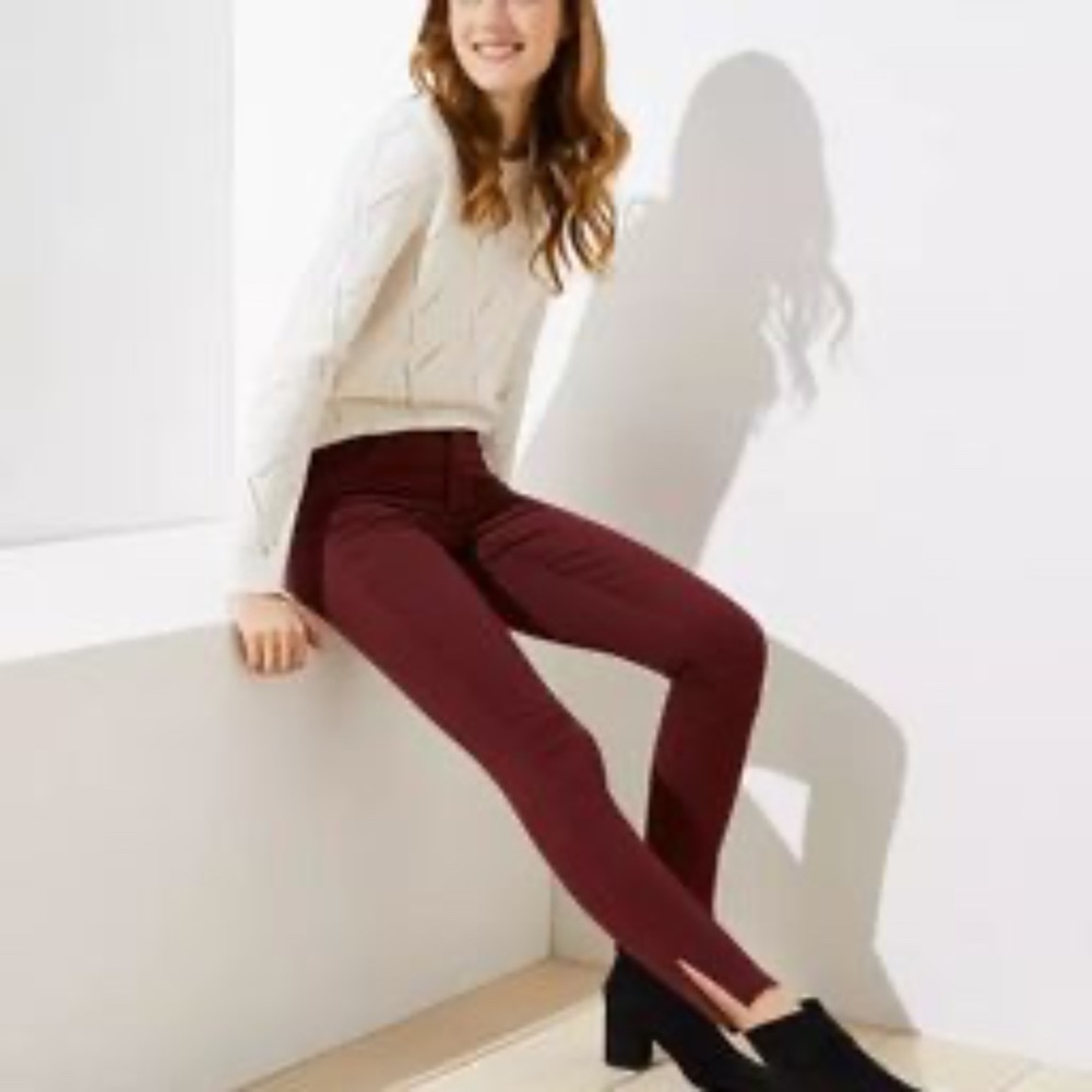 Slit Cuffed Pants in Marisa Fit Black Cherry burgundy 4